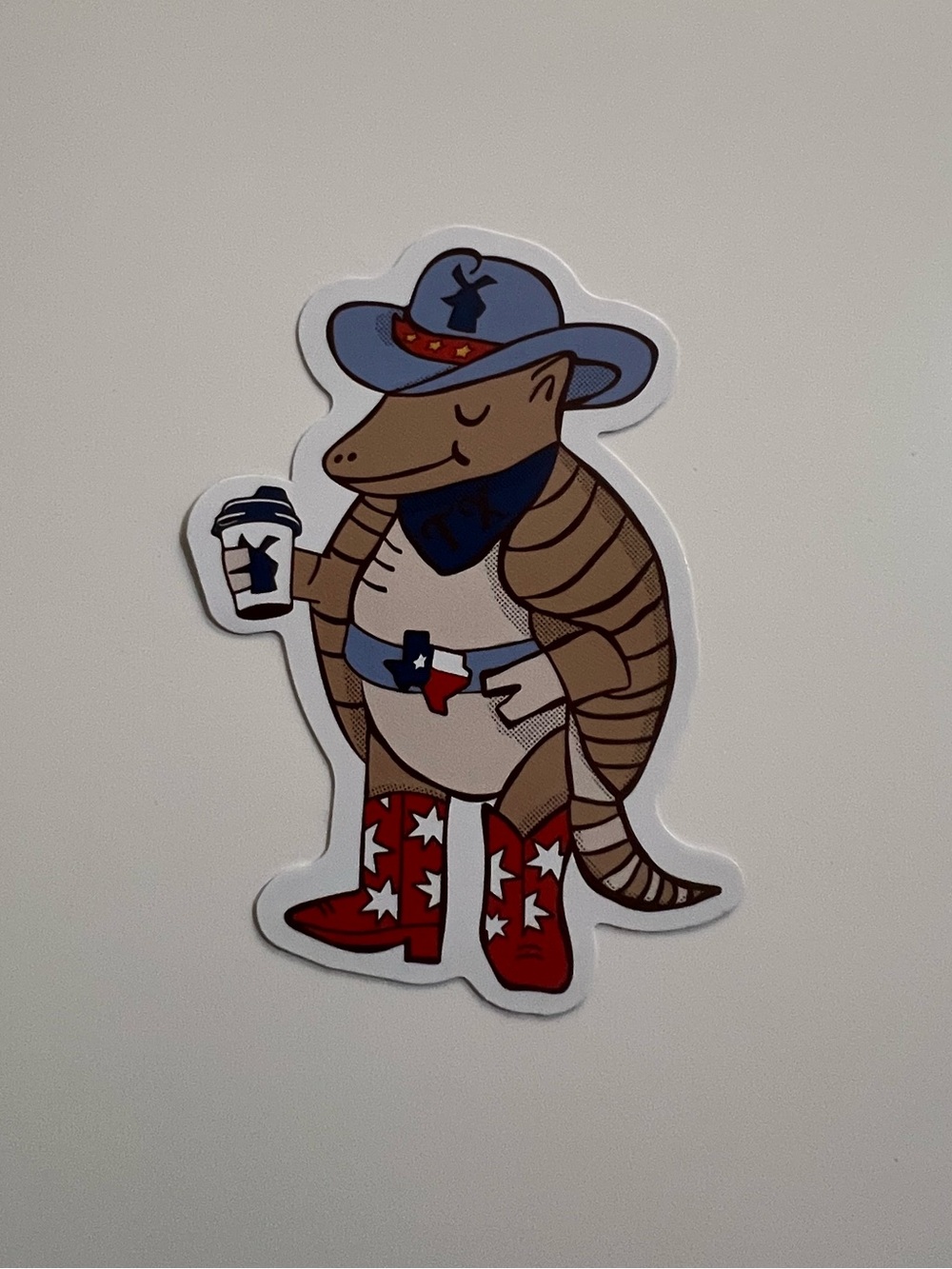 Dutch Bros Limited Edition State Sticker - Texas Cowboy Armadillo